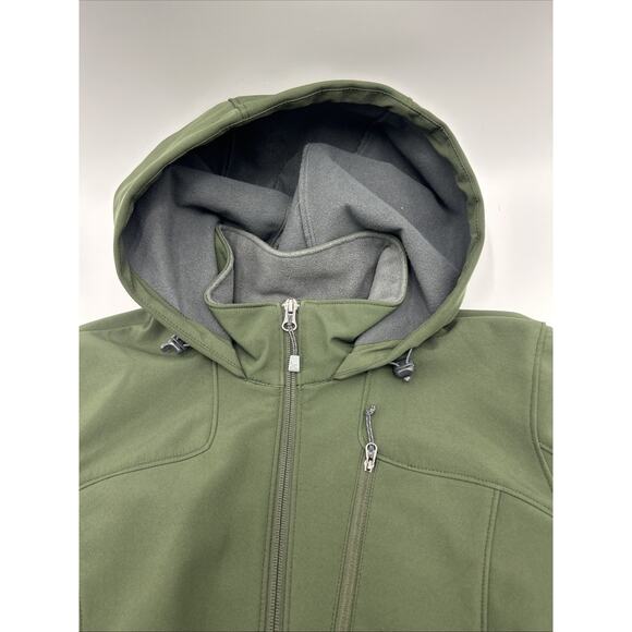 EDDIE BAUER Womens Jacket Green COAT Hooded Fleece Lined Full Zip Size XL - Picture 2 of 11